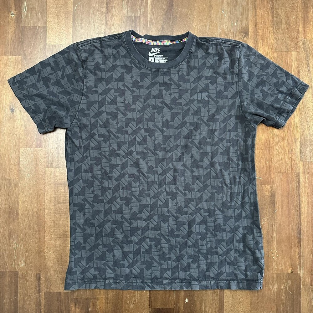 Nike Shirt Mens Large Black Allover Print Sportswear Standard Fit 408313-010